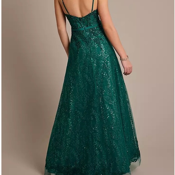 David's Bridal Emerald Asymmetrical Gown - Picture 3 of 3